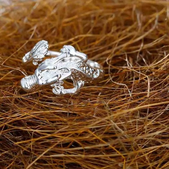 925 Sterling Silver Dragon Ring Open Knuckle Rings for Women Adjustable Retro - Picture 4 of 7